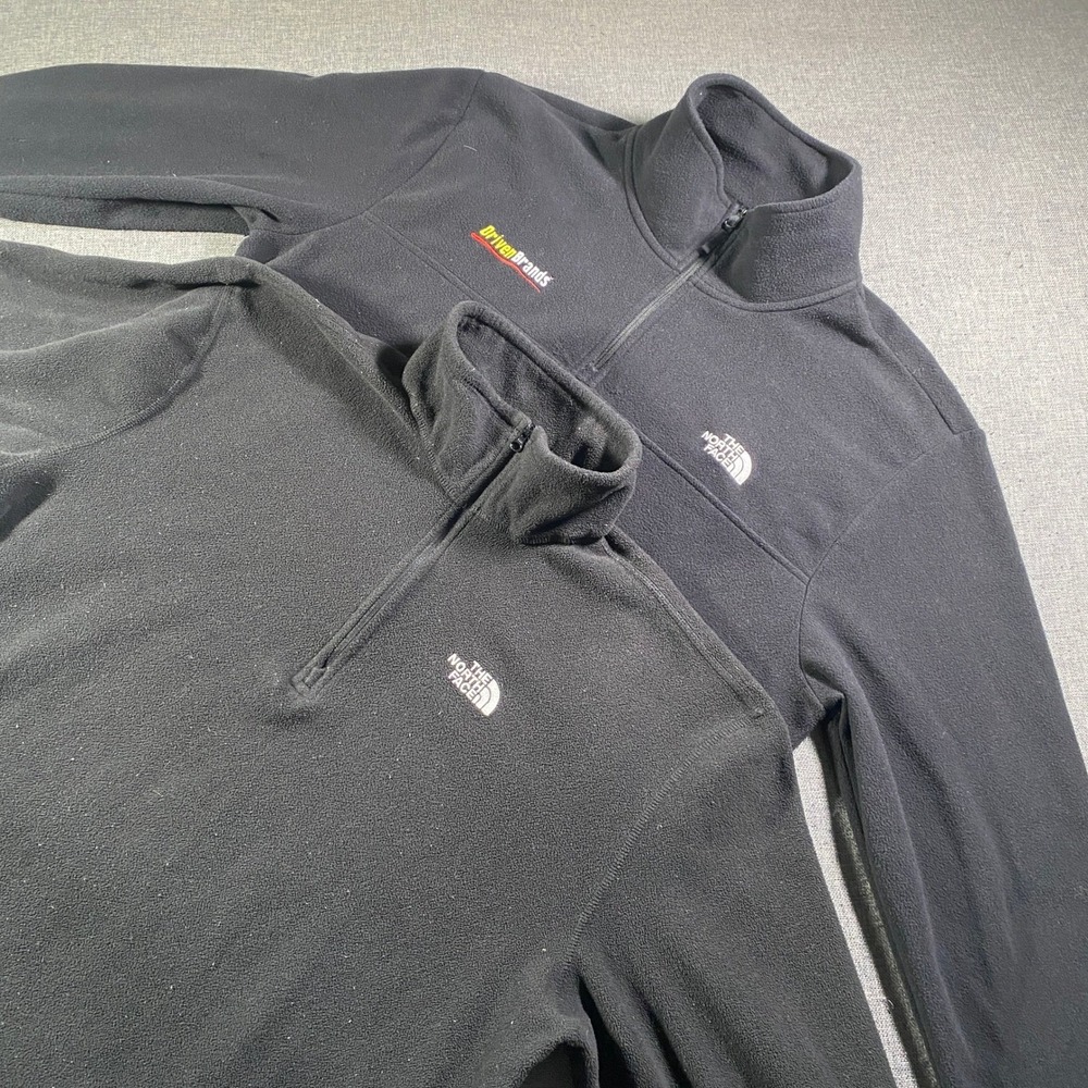 Lot of 2 The North Face Mens Black 1/4 Zip Fleece Lined Large Lightweight